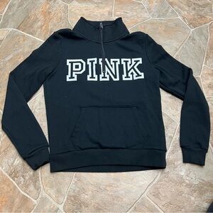 PINK Victoria’s Secret Quarter Zip Pullover Sweatshirt Black Womens XS